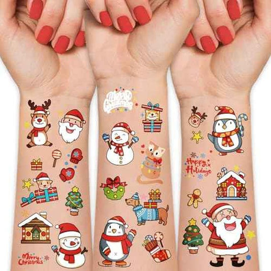 36 Sheets Christmas Temporary Tattoos, Snowman Penguin Elk Santa Tattoos for Christmas Stocking Stuffers & Gifts Party Favors for Kids, Waterproof Available for 2-3 Days, Makeup Remover Water Washable