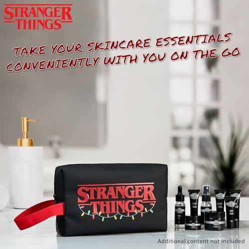 Stranger Things Wash Bag for Women Men Teenagers Makeup Bag Travel Toiletry Bag Gym Holiday Grooming - Gifts for Her (Black/Red)