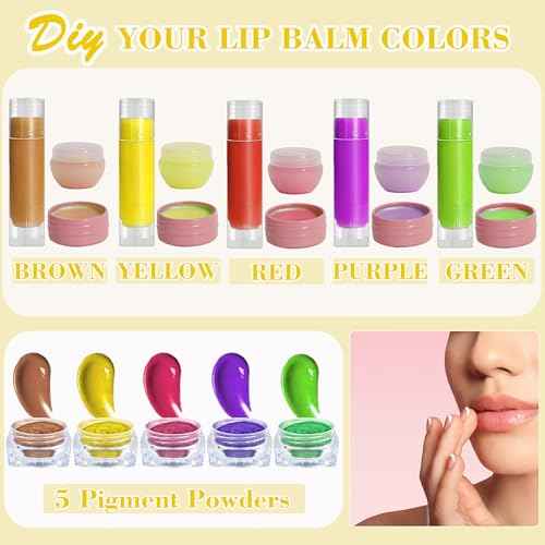 DIY Lip Balm Making Kit for Adults to Make Your Own Moisturizing Lip Balms with Natural Beeswax, Lip Base Oil, Essential Oil, Empty Lip Balm Tubes Jars, Birthday Christmas Mother¡¯s Day Gift