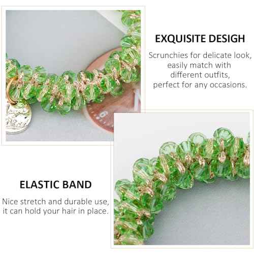 AHONEY 9 Count Hair Ties Elastic Hair Scrunchies Hold Crystal Bulk Hair Ropes Stretchy Handmade Boho Hair Accessories for Women Girls