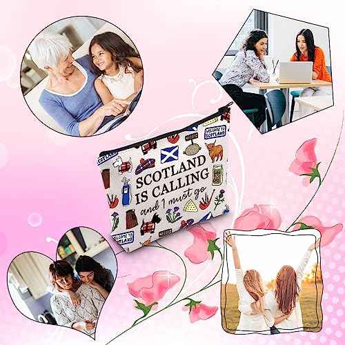 TSOTMO Scotland Makeup Bag Gift Edinburgh Gift Scotland Is Calling And I Must Go Zipper Bag Gift For Scottish (SCOTLAND)