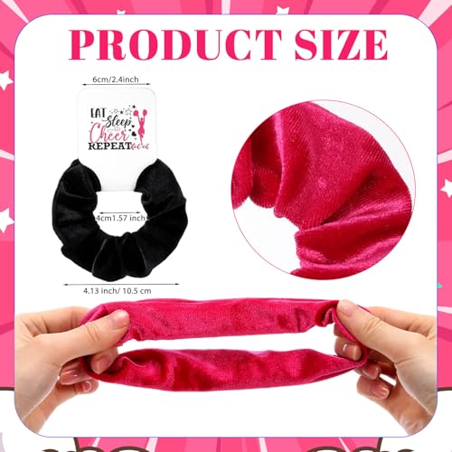 24 Sets Cheerleader Gifts Bulk Velvet Scrunchies Cheer Elastic Hair Scrunchy Cheer Stuff Cheerleader Gifts for Cheerleading Teams Birthday Party (Hot Pink, Black)