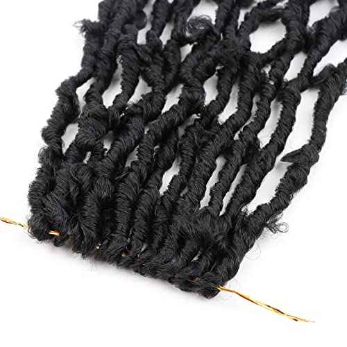 6 Packs 12 Inch Butterfly Faux Locs Crochet Hair for Black Women Distressed Faux Locs Pre looped Pre-twisted Braids (12 inch 6 pack, 1b)