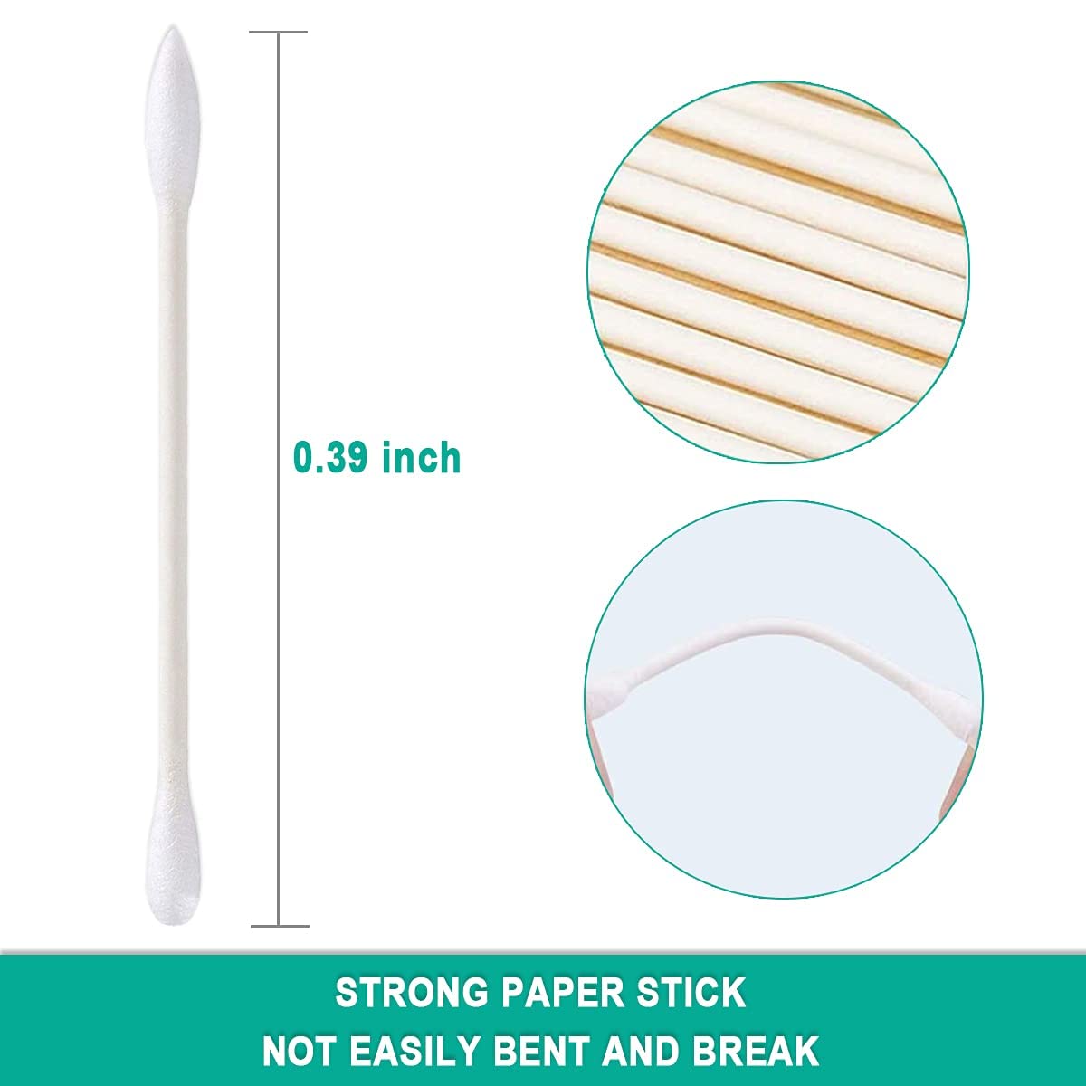 1000 Pack Cotton Swab Individually Wrapped, Individually Wrapped Double Tipped Cotton Swabs Paper Sticks Cotton Buds(White, Round/Pointed End)