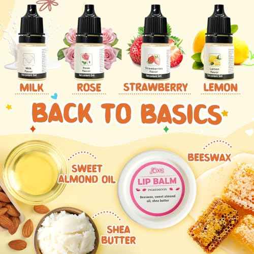 JCOOS DIY Lip Balm Making Kit - Kids Crafts, Make Your Own Lip Gloss, Beeswax & Shea Butter, Moisturizing Tubes