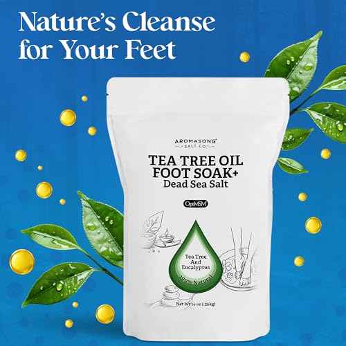 Aromasong Tea Tree Foot Soak with Magnesium Flakes and Dead Sea Foot Soaking Salts - Pedicure Tea Tree oil foot Soak for Dry Cracked Feet-Athlete's Callus Remover- Eliminates Odor- Packaging may vary