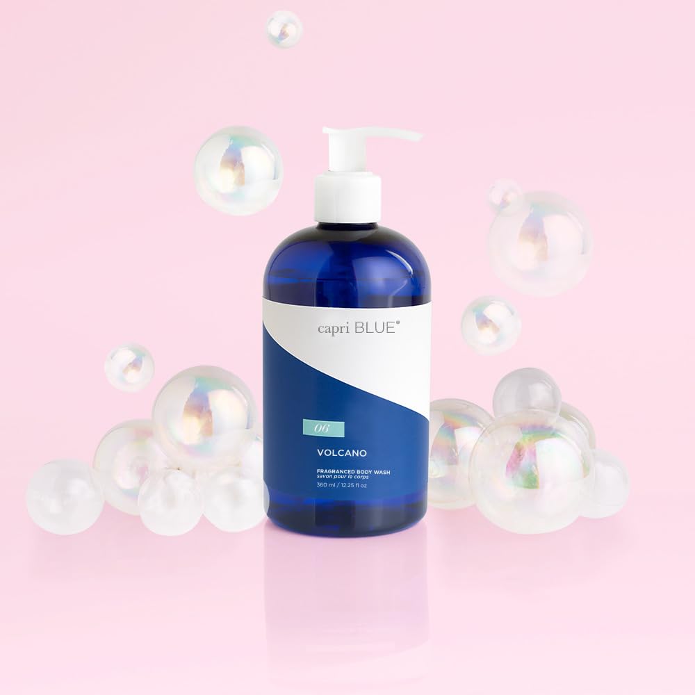 Capri Blue Body Wash - Citrus and Sugar Scented Liquid Moisturizing Body Wash - Luxury Moisturizing Liquid Soap for Shower - Sulfate, Cruelty-Free Vegan (Volcano, 12 oz)