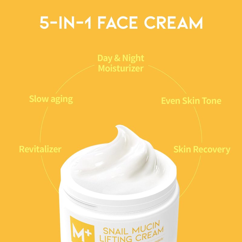 #OOTD Snail Mucin Moisturizer Cream for Face and Neck, Firming & Deep Hydrating Facial Cream, Smoothing Korean Skincare for Glass Skin (3.38 Fl Oz)