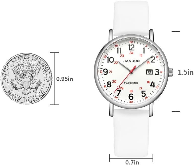 JIANDUN Waterproof Nurse Watch for Medical,Professionals,Students,Women Men, 24 Hour with Second Hand, Military Time Easy to Read Dial