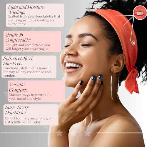 SWAY Stretch Headbands for Women - 6-Clip Non-Slip, Trendy Nurse or Workout Headband, Wide Headband, Sweat Absorbing, Christmas Gift for Her, Stocking Stuffer? 32in. Patented & Handmade in USA