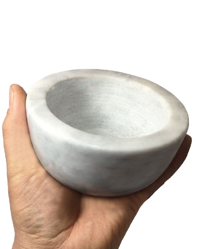 Yepmlrt Marble Shaving Bowl，Handcrafted White Marble Later，Shaving Soap & Cream Bowl for Men，Lather Mug with Interior Grooves Builds a Rich.