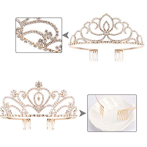 Pack of 2 Rhinestone Tiara Crown Exquisite Headband Comb Pin Wedding Christmas Bridal Party Birthday Tiaras
