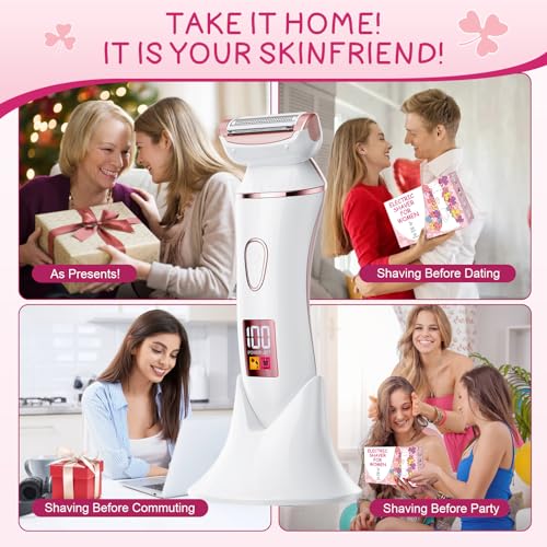 Electric Shaver for Women, Gifts for Women, Electric Razor for Womens, Rechargeable Wet Dry Lady Hair Remover,IPX7 Waterproof,Shaver for Legs (Rose Gold)