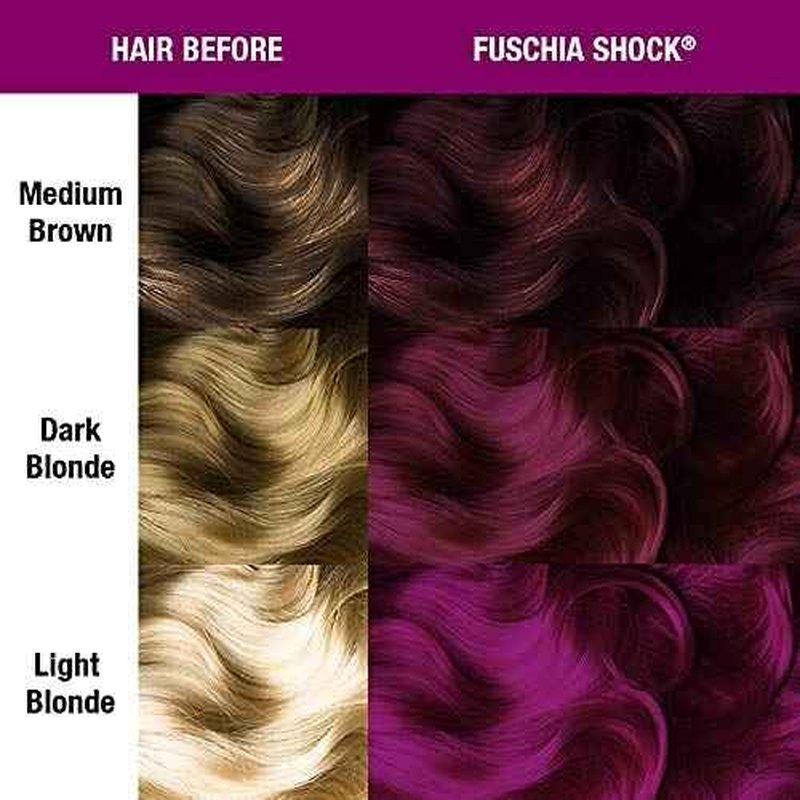 MANIC PANIC Classic Fuschia Shock Semi Permanent Hair Color - Dark Pink Hair Dye for Women & Men That Lasts 4-6 Weeks - Vegan, Ammonia & Cruelty-Free - Create & Mix Custom Shades (3 Pack)