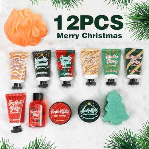 Beauty Advent Calendar 2025, 12 Days Christmas Holiday Gifts for Women Girls Makeup Advent Calendar 2025 Xmas Countdown Calendar 12pcs Hand Cream Gifts Sets with Hand Lotion Body Lotion Bath Sets