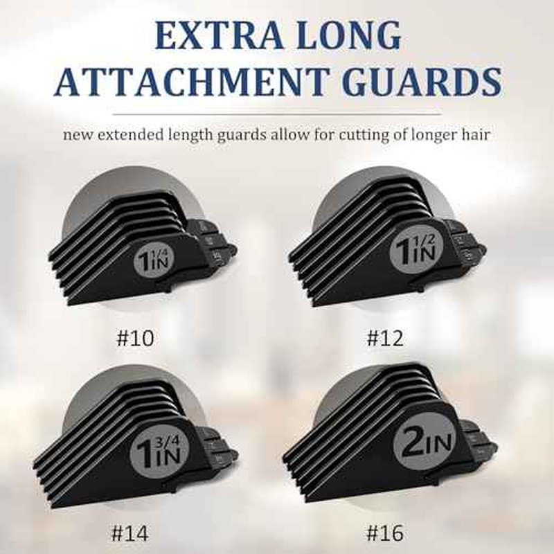 Clipper Guards Set 10 12 14 16 Compatible with Wahl Clippers, 4pcs Extra Long Clipper Guides Replacement - 2", 1.75", 1.5", 1.25" Hair Guard Clipper, Black Clipper Guards for Wahl