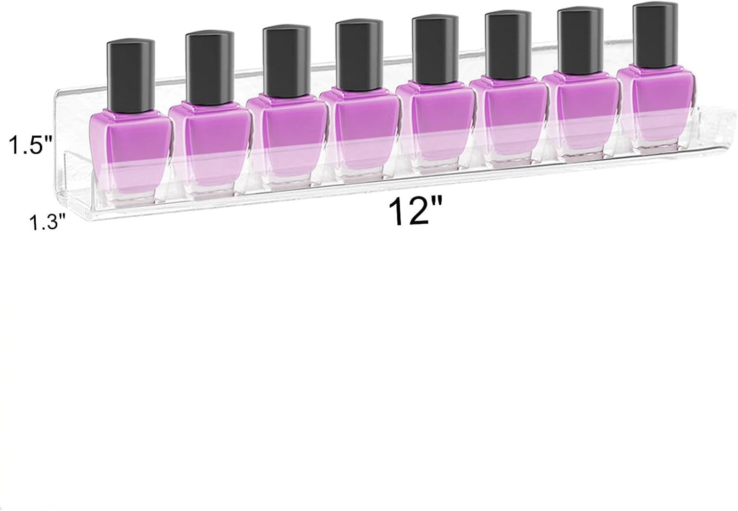Acrylic Nail Polish Organizer - 8-Pack Wall-Mounted Shelves with Anti-Slip Inserts | Space-Saving Storage Solution