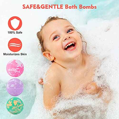 Bath Bombs for Kids with Toys Inside - 12 Pcs Handmade Bubble Bath Fizzies Bomb with Glow-in-The-Dark Surprise Toys Inside, Ideal Gift for Easter Eggs Stuffers Birthday Christmas