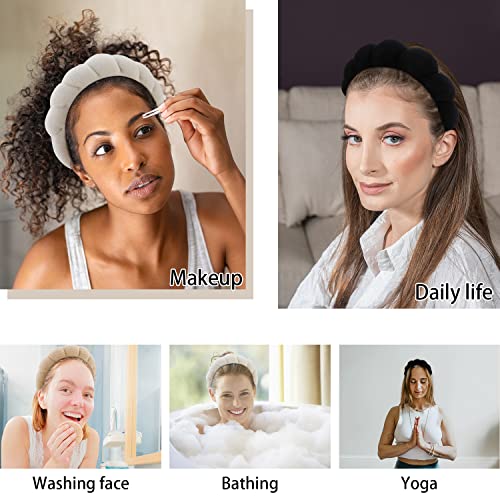WHAVEL 3 Pack Spa Headband Skincare Headbands, Soft Hair Band for Washing Face, Makeup, Facial, Skin Care (Khaki, Brown, Black)