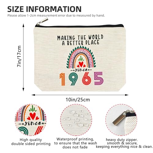 Happy 60th Birthday Gifts for Her Women Makeup Bag, Best 1965 Anniversary 60th Birthday Decorations, 60 Year old and Fabulous Gifts Ideas for Wife, Mom, Mothers Day, Christmas Cosmetic Travel Pouch