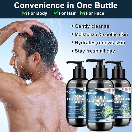 Gifts for Men,5Pcs Mens Body Wash Gift Set, Cleanses, Hydrates, Nourishes & Soothes Skin,Mens Christmas Gift Stocking Stuffers Secret Santa Gifts for Men Him Dad Boyfriend Husband Valentines Birthday