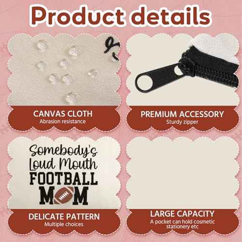 Kacctyen 9 Pcs Football Mom Gifts Cosmetic Bags Football Accessories for Women Ball Player Team Mom Appreciation Gift Makeup Bag Travel Zipper Pouch for Ball Sports Lover Birthday Christmas Gift