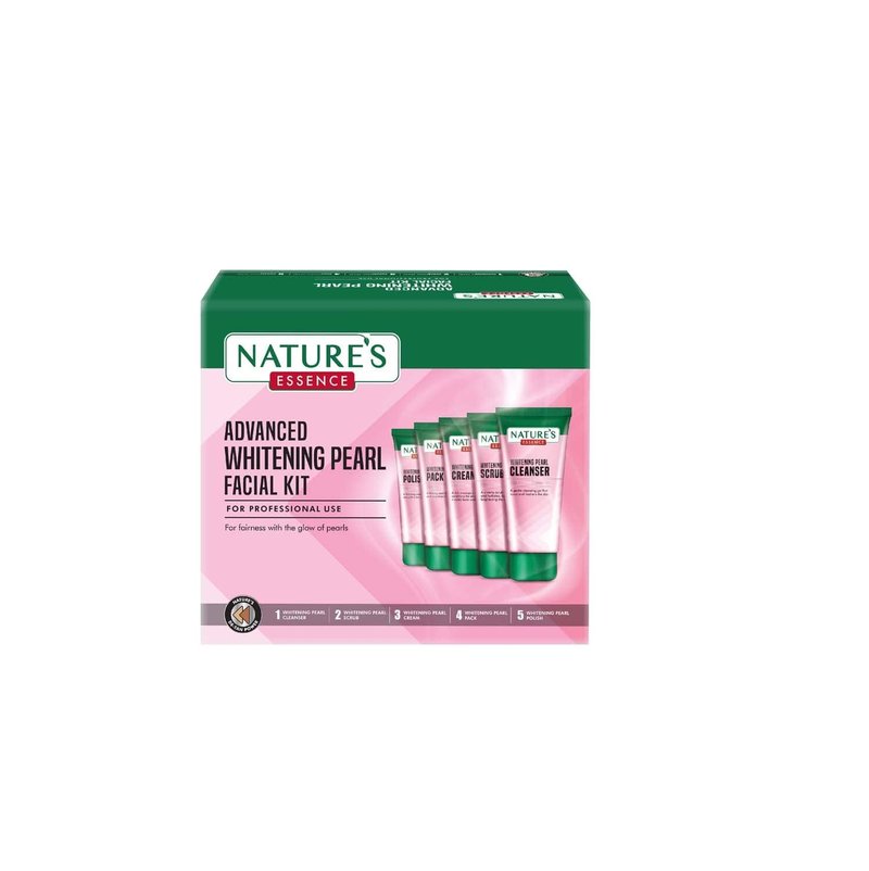 Nature's Essence Advanced Whitening Pearl Facial Kit, 5-Step Professional Treatment, Brightening and Conditioning