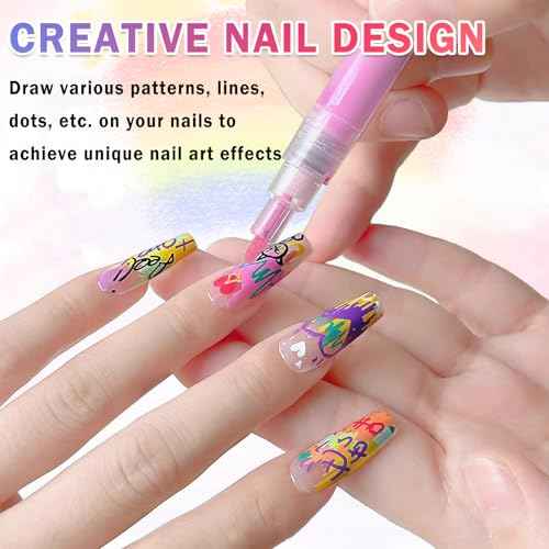 12 Colors Nail Art Pens Set Nail Polish Pens Nail Art Drawing Pen Quick Dry Waterproof Nail Art Painting Pens kit for Home DIY Nail Art Design