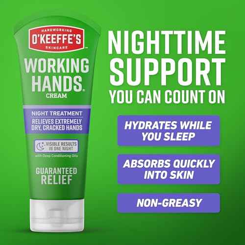 O'Keeffe's Working Hands Night Treatment Hand Cream for Extreme Dryness - 7 oz Tube (1 Pack) - Repairing Skincare for Cracked, Dry Hands