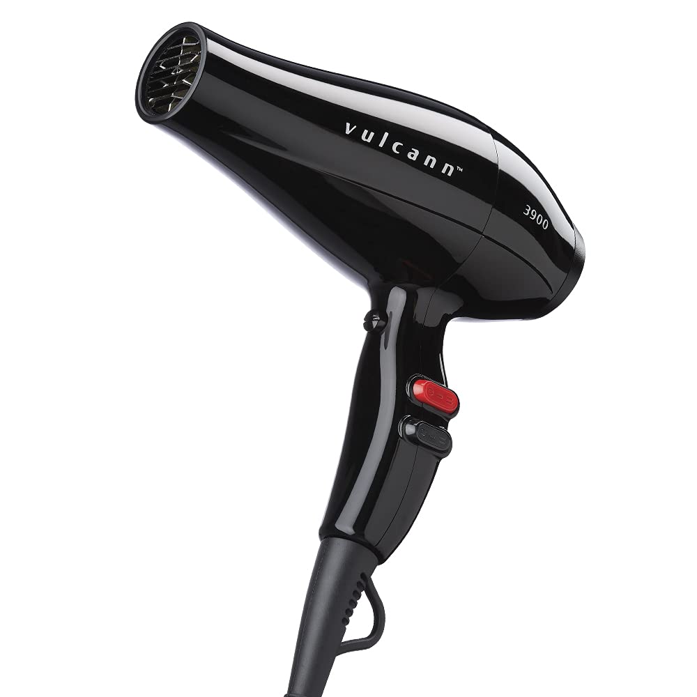 IZUTECH Vulcann 3900 Professional Salon Hair Dryer, 1875W AC Motor Blow Dryer with Tourmaline Ionic Technology, 3 Heat & 2 Speed Settings, Cool Shot Button, 11.5 ft Professional Cord, Black