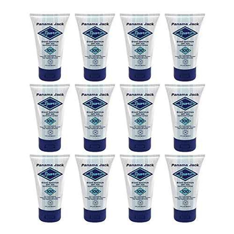 Panama Jack Sport Sunscreen Lotion - SPF 100, Broad Spectrum UVA/UVB Protection, Non-Greasy, PABA, Paraben, Gluten & Cruelty Free, 3 FL OZ (Pack of 12)
