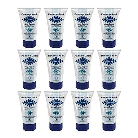 Panama Jack Sport Sunscreen Lotion - SPF 100, Broad Spectrum UVA/UVB Protection, Non-Greasy, PABA, Paraben, Gluten & Cruelty Free, 3 FL OZ (Pack of 12)