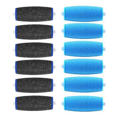 12 Pack Replacement Roller for Amope Pedi, Replacement Head Refills Compatible with Amope Pedi Refills Electronic Perfect Foot File-6 Extra Coarse & 6 Regular Coarse