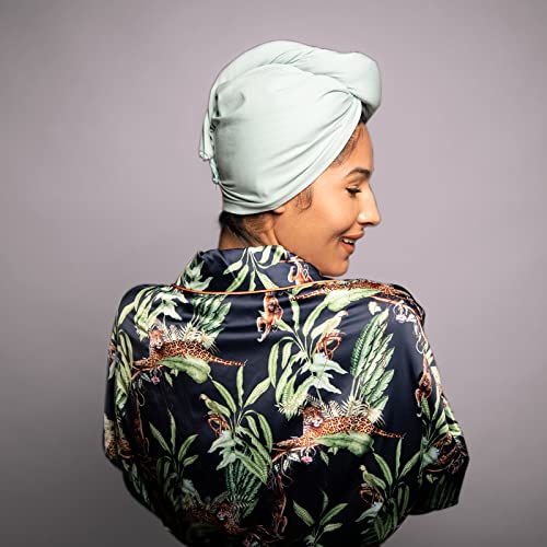 Tee Shirt Drying Wrap, Frizz Free, Soft & Lightweight&Flexible, Hair Drying Turban, Gentle Drying Towel Wrap with Button, for Long Hair (Sage)