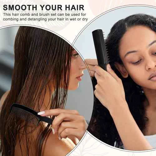 HOFASON 50 Pcs Bulk Hair Brushes Combs Set for Homeless Women, Individually Wrapped Detangling Hairbrush and Comb for Kids Homeless Hotel Nursing Charity Hygiene Supplies(Black)