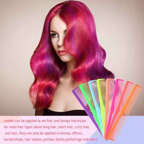 Meanplan 24 Pieces Hair Cutting Combs Professional Barber Hairdressing Combs Carbon Fiber Wide and Fine Tooth All Purpose Hair for Men and Women(Bright Color)