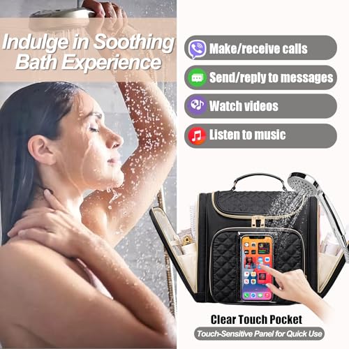 Travel Toiletry Bag for Women, Hanging Toiletry Bag, Bathroom Bag Portable Shower Caddy for College Dorm Travel Shower Bag for Women Water-Resistant Cosmetic Makeup Bag (Black)