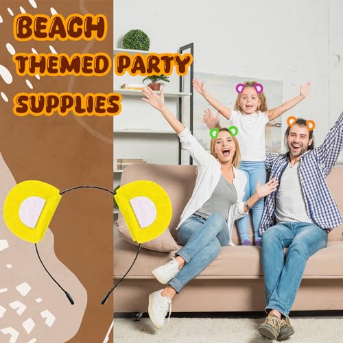 Bear Ears Costume Headband - 8 Pcs Colorful Animal Headbands for Birthday, Halloween, Christmas Celebrations