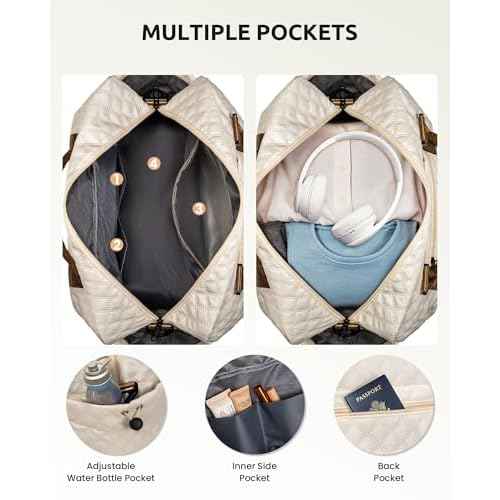 Girls/Kids Initial Duffle Bag with Shoe Compartment, Kids Personalized Travel Bags with Makeup Bag for Women with Trolley Sleeve & Wet Pocket, Gifts for Teenage Girl(Letter E)