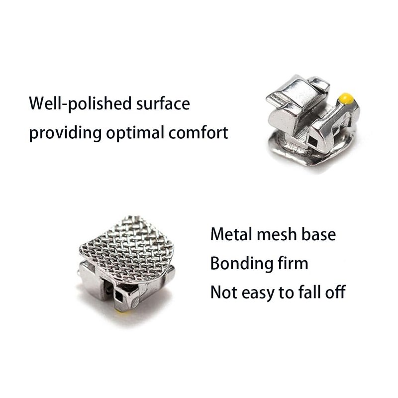 EASYTODENTA Dental Orthodontic Self-Ligating Metal Bracket Passive Dental Metal Braces with Open Tools Slot (ROTH 022 345 with HOOKS)