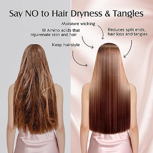 YFONG Double Layered 100% Silk Bonnet for Sleeping Women, 22 Momme Pure Mulberry Silk Sleep Cap with Adjustable Elastic Band Stay On Head£¬Reduce Frizz, Keep Hairstyle, Soft & Breathable, Pink, M