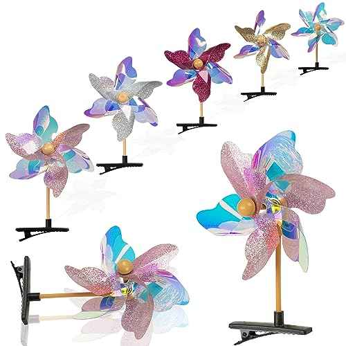 30PCS Sequin Pinwheel Hairpin for Teen Girls Hair Styling Accessories Barrettes Cute Windmill Assorted Alligator Hair Snap Clips with Wind Spinner