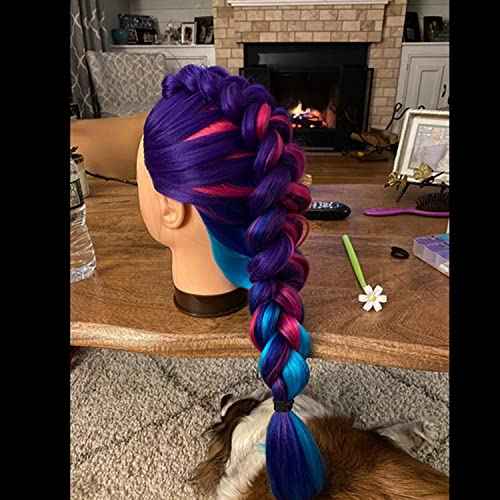 Traininghead 26"-28" Mannequin Head Hair Styling Training Practice Head Manikin Cosmetology Doll Head Synthetic Fiber Hair Hairdressing Training Model with Free Clamp Stand (1813W0320)