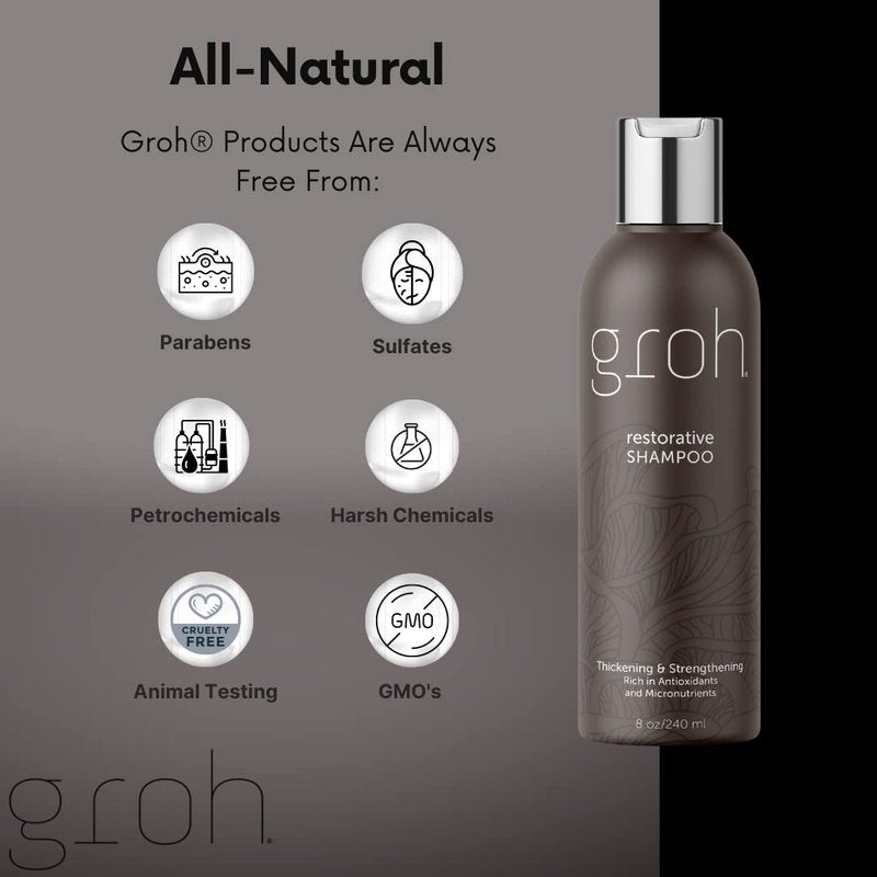 Groh Restorative Shampoo for Damaged Hair - Nourishing 8oz Formula