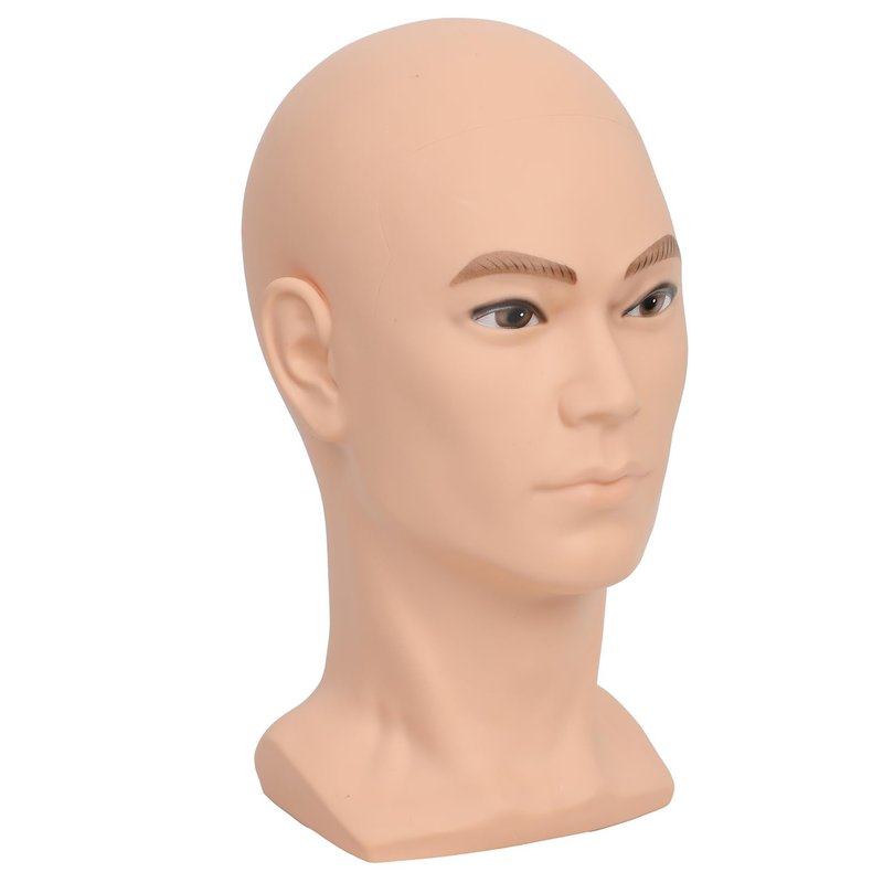 RUISIMEI Bald Mannequin Head Male Professional Cosmetology Manikin Head for Wig Making, Display wigs, eyeglasses, hairs, T pins,with Free Clamp