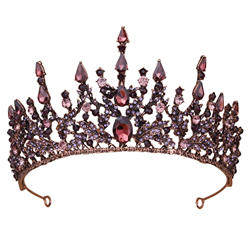 Crowns for Women, Vofler Gothic Tiaras w/Purple Crystal - Vintage Witch Evil Queen Vampire Costume Headband Hair Accessories for Bride Princess Girl Birthday Wedding Halloween Cosplay Party Pageant