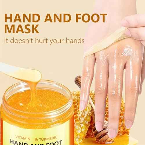 Vitamin C & Turmeric Hand and Foot Peel Mask, Moisturizing Hydrating Nourishing Exfoliating Hand Film Hands Care Paraffin