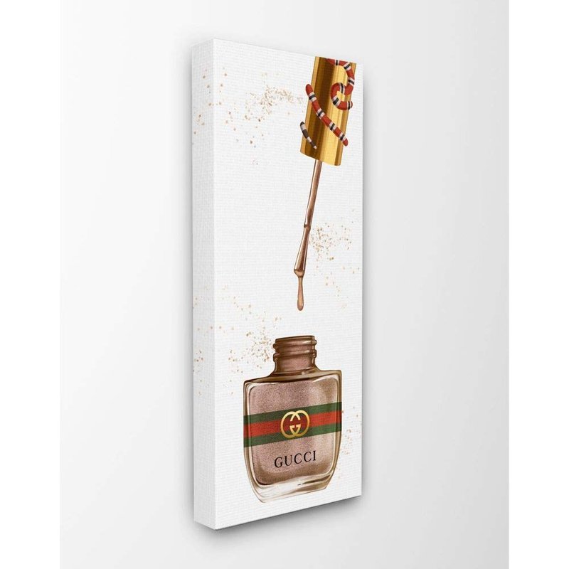 Stupell Industries Makeup Nail Polish Brush Brown Fashion Design Canvas Wall Art, Multi-Color