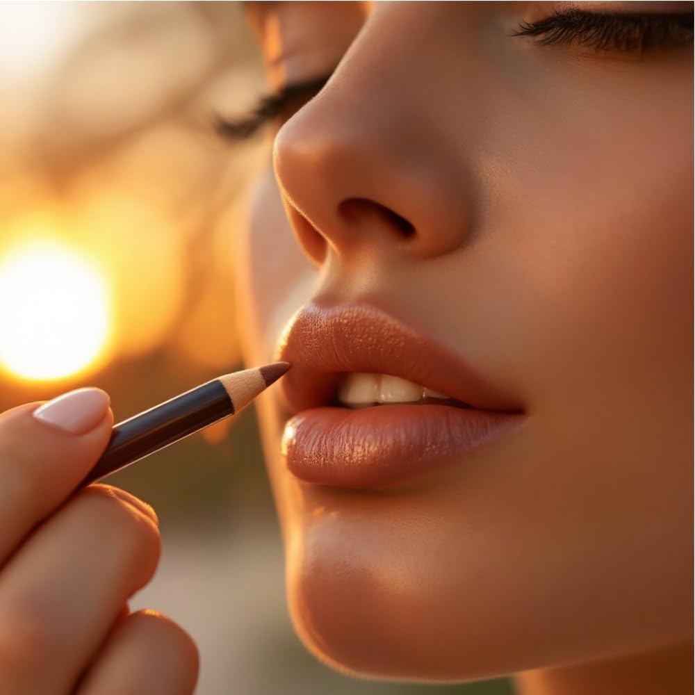 Nabi 12 Colors Wooden Lip Liner Pencil Set, High Pigmented Lip Makeup, Long-wearing, Deep and Rich in Color, 7.5 inches Long Pencil (Brown, 7.5)