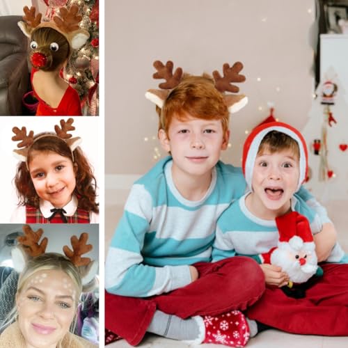 DaliDali 4 Count Reindeer Antlers Headband Deer Antlers Headband, Reindeer Costume for Halloween Festival Party, Christmas Headbands for Women Men